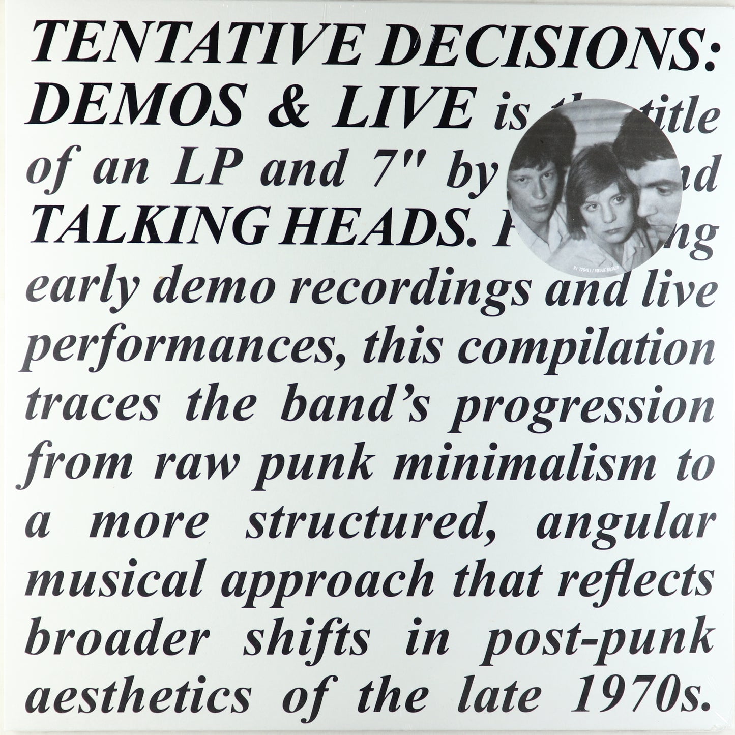 Talking Heads-Tentative Decisions: Demos & Live