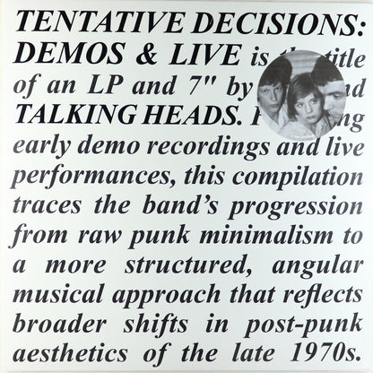 Talking Heads-Tentative Decisions: Demos & Live